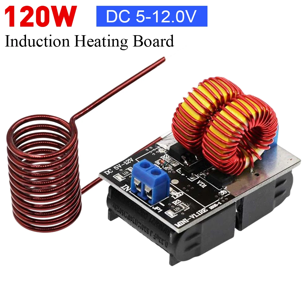 

1-10PCS DC5-12V 120W ZVS Induction Heating Board Input Voltage High Frequency Inductive Heater Power Module with Ignition Coil