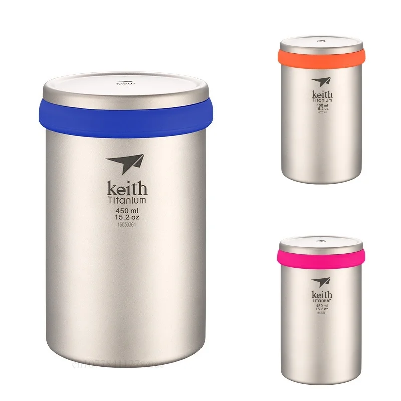 Keith 450ml Anti Scald Double Layer Pure Titanium Cup Outdoor Camping Multi Functional Filter Tea Cup Portable Lightweight Cup