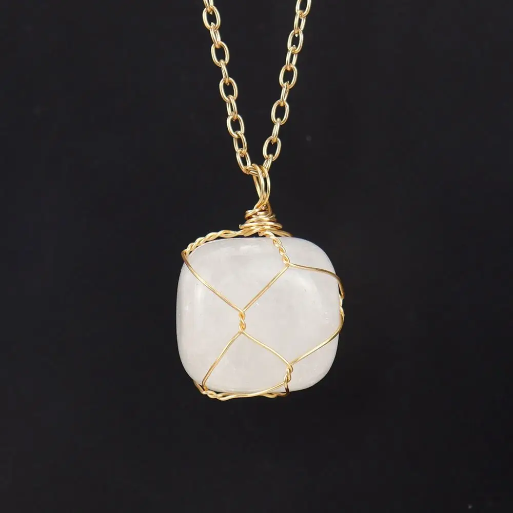 Многоцветное ожерелье из натурального хрусталя с гравием, ручная работа, сетчатый карманный кулон неправильной формы, ювелирные изделия из агата с аметистом