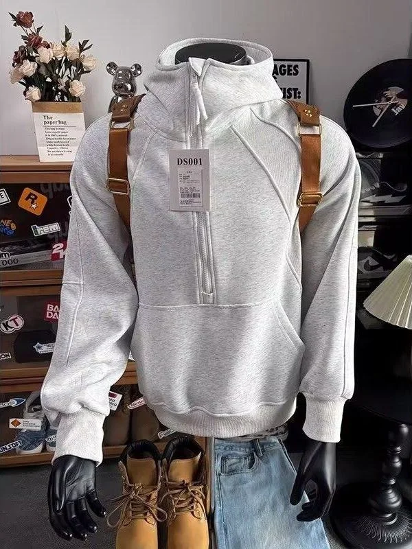 

plus Size 300 Pou American Sle Hooded Zipper Sweatirt Spring Autumn Cleanfit Retro f Zipper Hoodie Jaet for Men A...