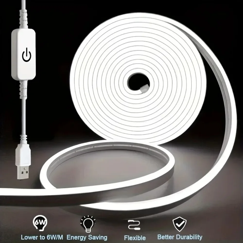 Touch LED Lamp with Dimmable Waterproof Flexible LED Neon Lamp with 5V USB Interior Decorative Lamp Is Small and Easy To Install