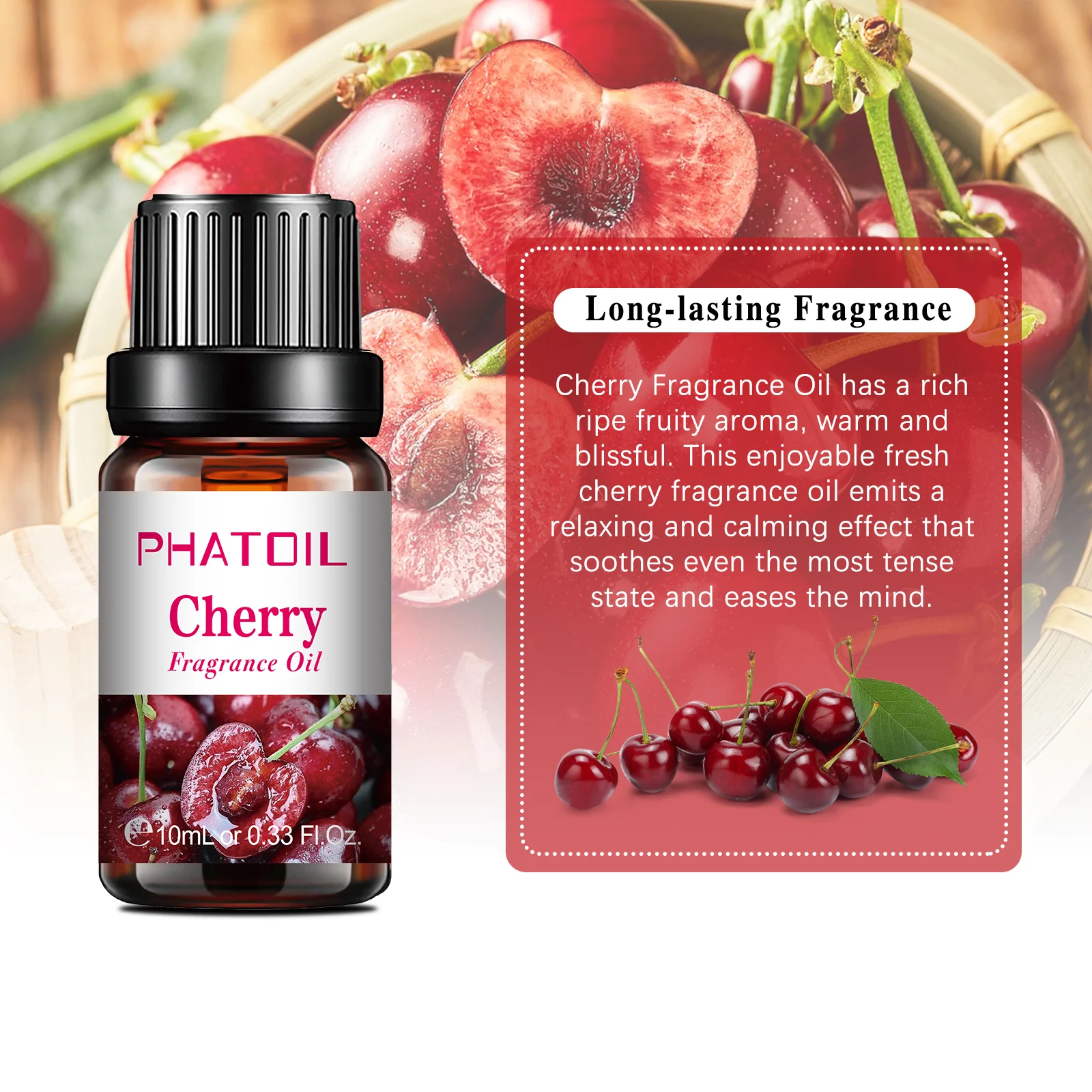 PHATOIL 10ml Fruity Fragrance Oil For Aromatherapy Diffuser Cherry Apple Strawberry Mango Coconut Premium Fragrance Aroma Oils