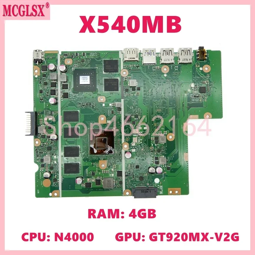 

X540MB with N4000 CPU 4GB-RAM Laptop Motherboard For Asus X540M X540MB F540M F540MB Mainboard 100% Tested OK