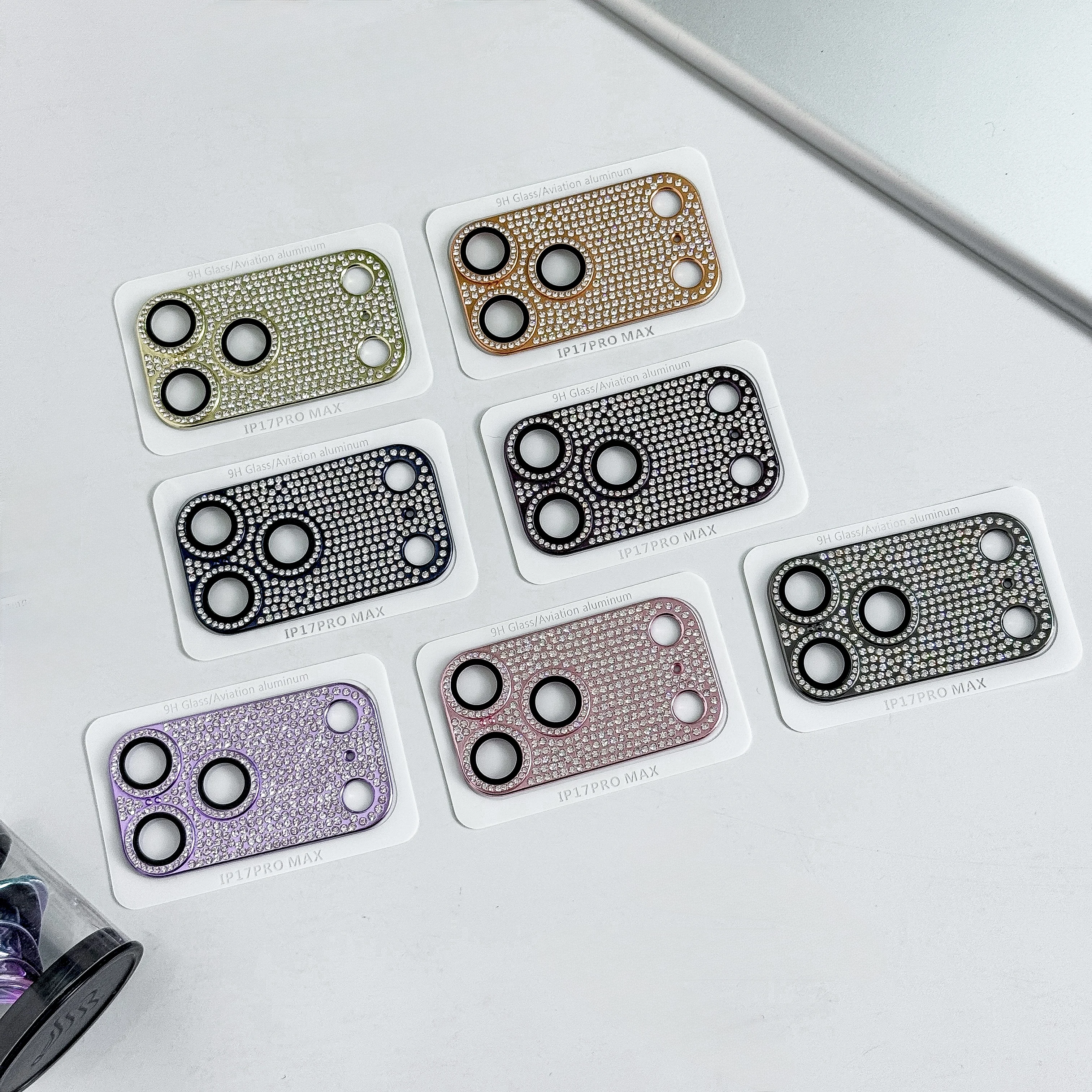 واقي عدسة مدرع ماسي لامع لهاتف Apple iPhone 17 Pro Max، واقي شاشة بتغطية كاملة الكل في واحد مع تصميم فاخر