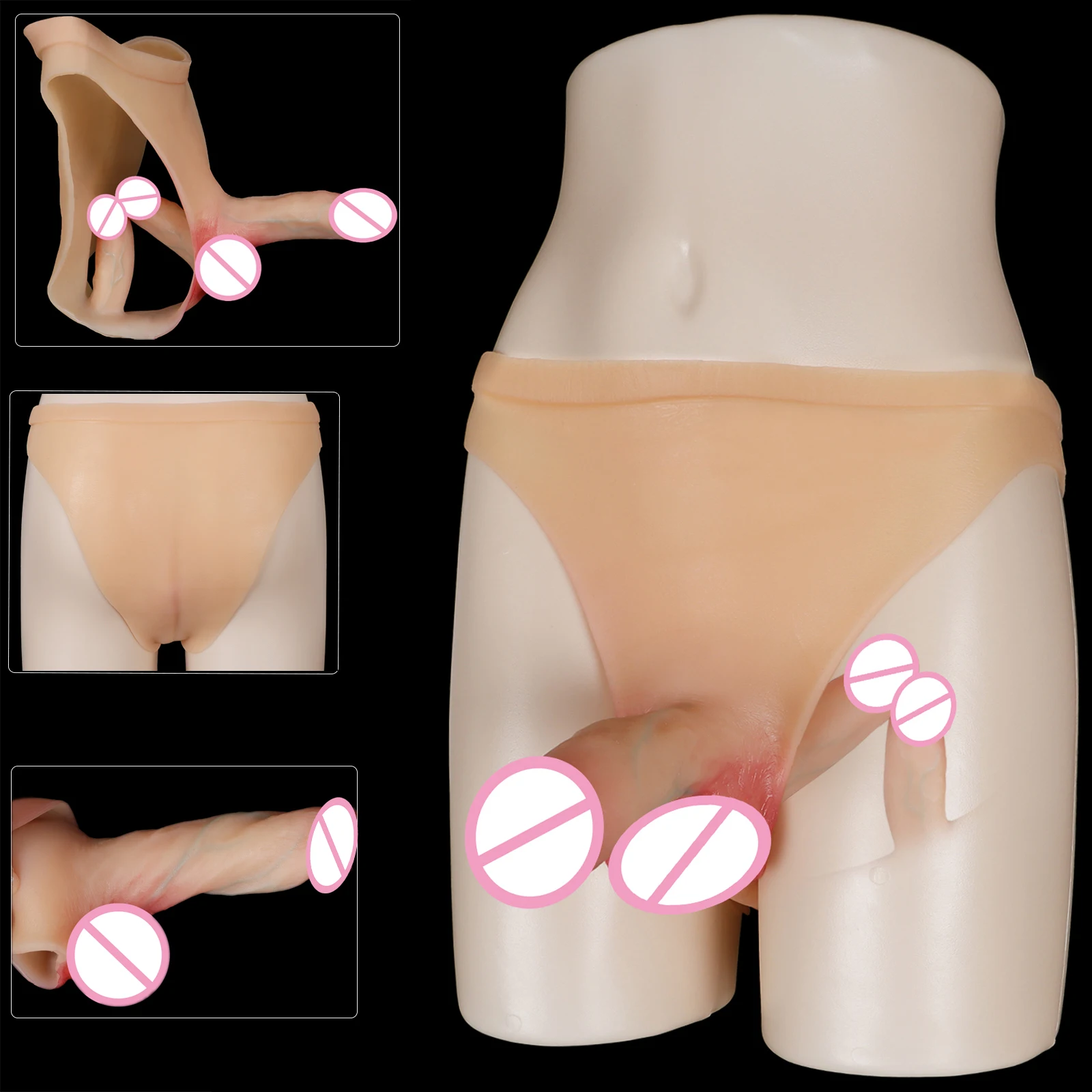 Strap On Dildo Pants-Three Headed Penetration Penis Panties Silicone Dick Adult Sex Toys For Women Men Lesbian Anal Vaginal Plug