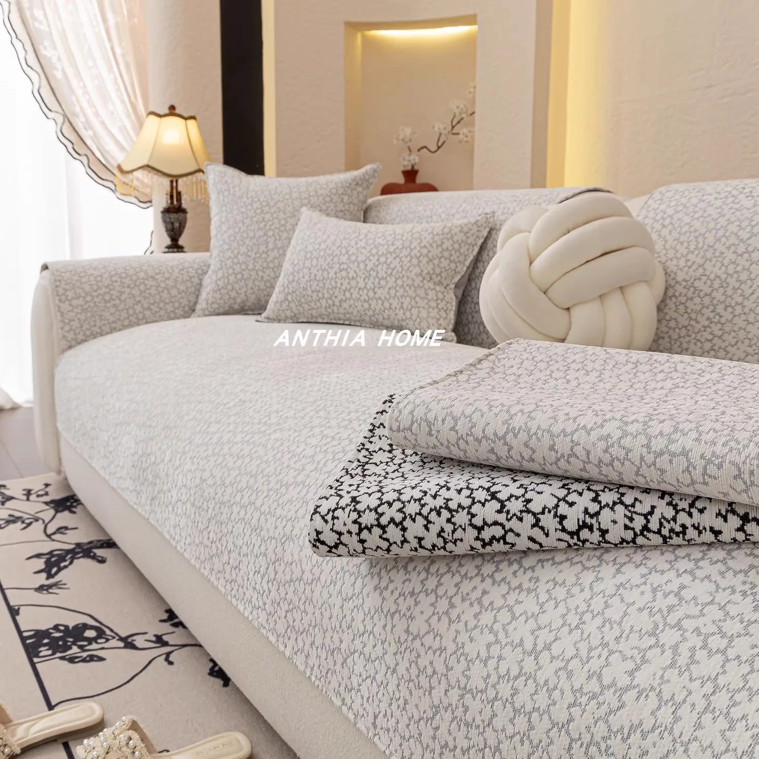 25 New Simple Solid Color Light Luxury Fabric French Cushion Sofa Cushion Non-slip Four Seasons Universal Fabric Sofa Cushion