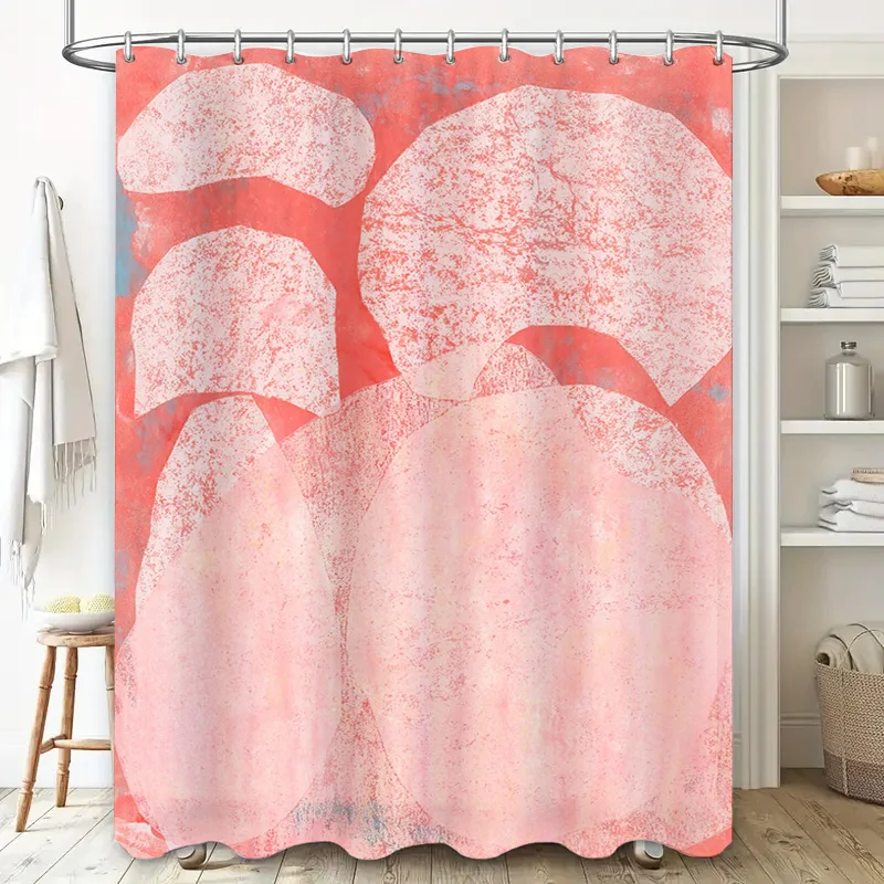 Delightful Coral Shower Curtain with Soft Tones for a Spa-like Experience in Your Bathroom Decorated in Pink Palette A Must-have