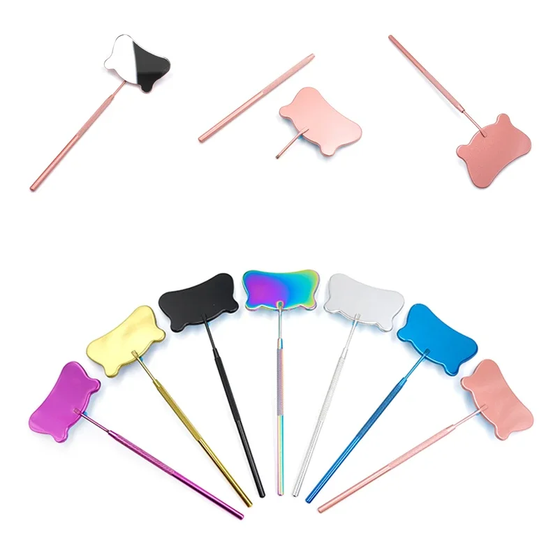 1pcs Multifunction Checking Lash Mirror Eyelash Extension Beauty Makeup Portable Stainless Steel Eyelashes Mirror Bear Shape