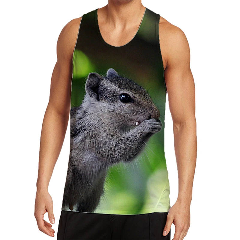 Squirrel Tank Top For Men 3D Print Vest Sleeveless Pattern Top Graphic Vest Streetwear Novelty Hip Hop Tees Men Women Clothing