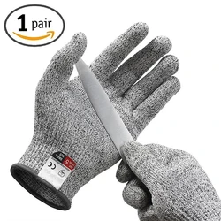 5 Level HPPE Safety Cut-Resistant Gloves Anti Cut Proof Grey Anti-Cut Level Work Garden Butcher Gardening Handguard Kitchen Tool