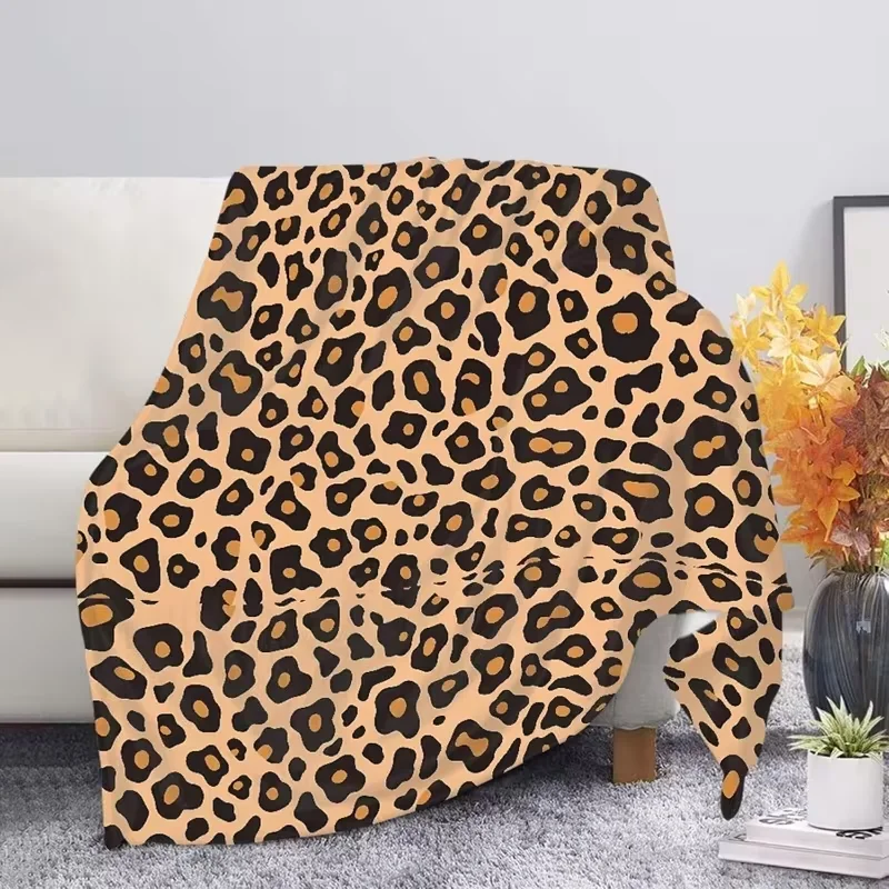 Classic Leopard Print Blanket Soft Warm Blanket For Sofa Bed Couch Animal Pattern Home Decor Comfortable Blanket For Bedroom