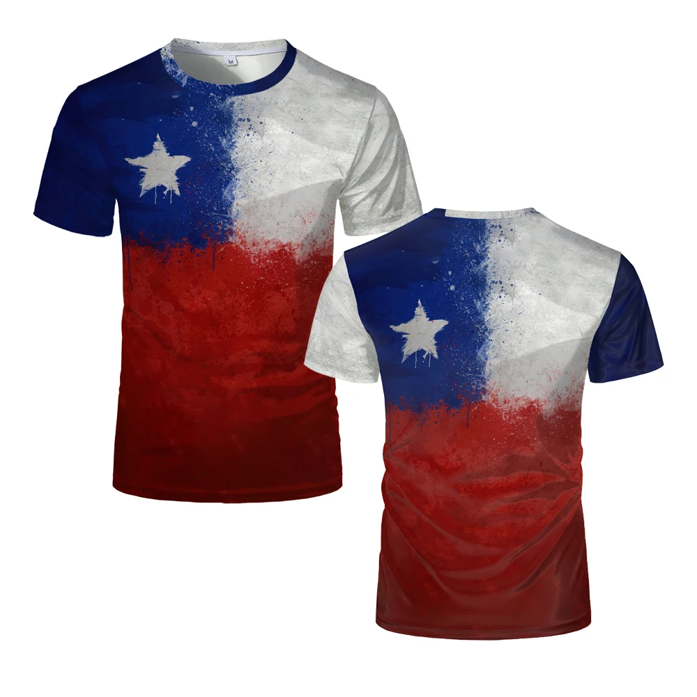 Chile Independence Day National Emblem 3D Printed T-shirt Chilean Flag Graphic Short Sleeve O neck Casual Tops Unisex Summer Tee