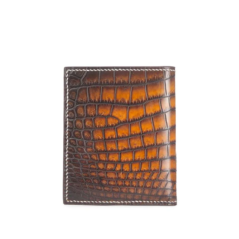 afanzhe  Vertical section  Skin of crocodile  Men and women  crocodile wallet  Card bag Multiple card men wallet brush color