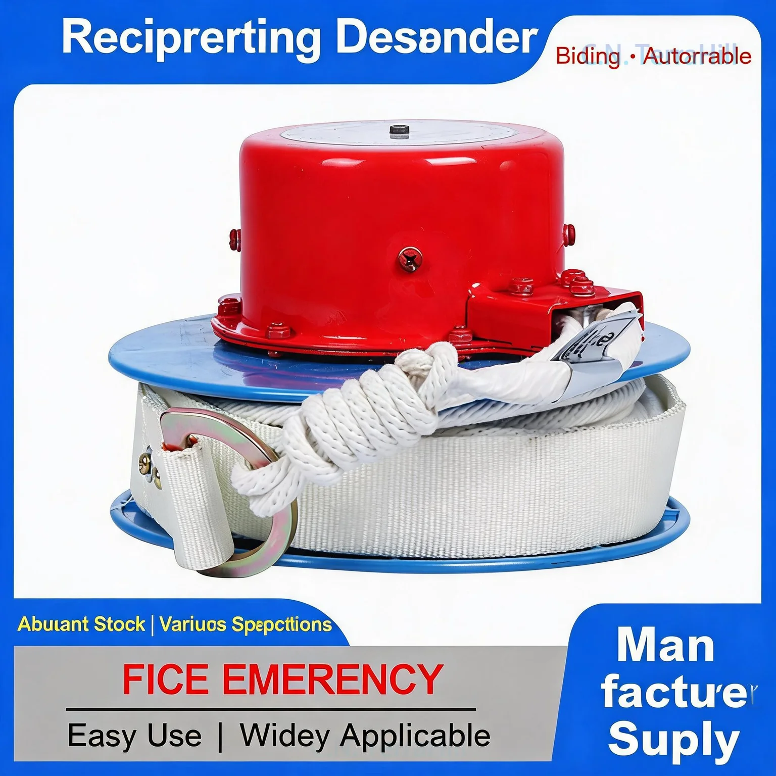 Emergency Escape Rope Fire Rescue Lifeline High-Rise Survival Rope with Reusable Descender for Home Fire Safety