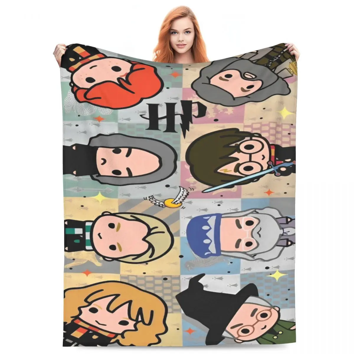 Harrys Potters Magic School Blanket Fleece Decoration Cozy Super Warm Throw Blanket for Bed Office Bedding Throws