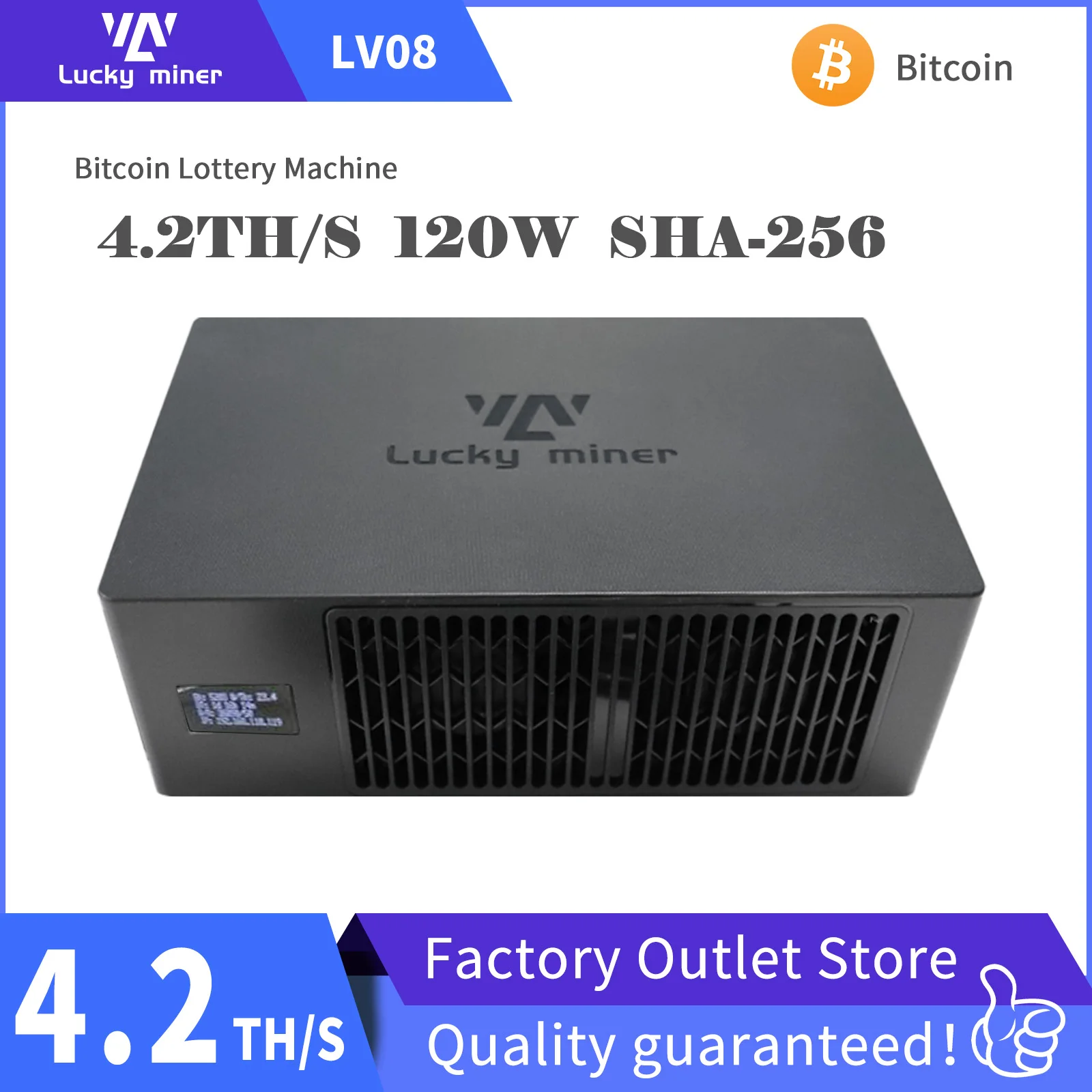 

Lucky Miner LV08 4.2TH/s Bitcoin Miner 120W Low Power SHA256 Solo BTC Mining Machine for Home
