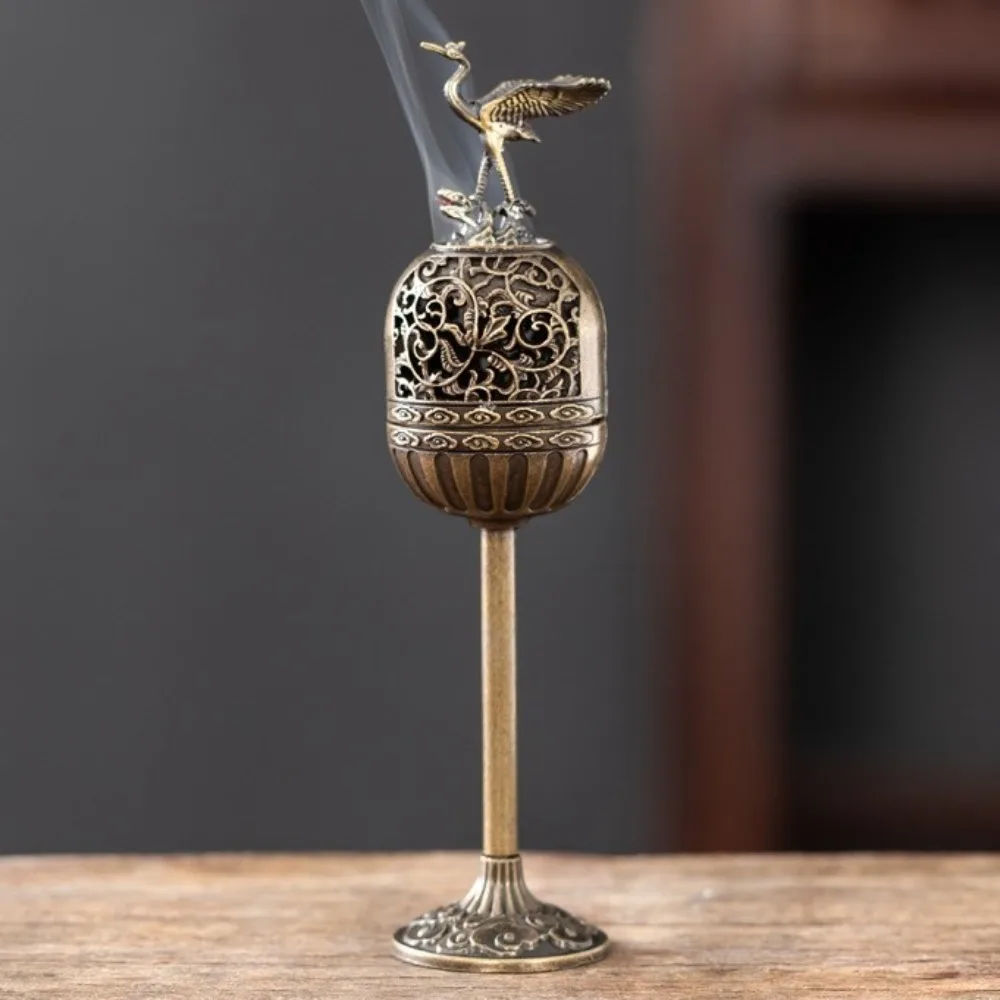 Zinc Alloy Backflow Incense Holder Delicate Portable Magpie Hollow Lamp Auspicious Cloud Pattern Elegant High-foot Stove Home