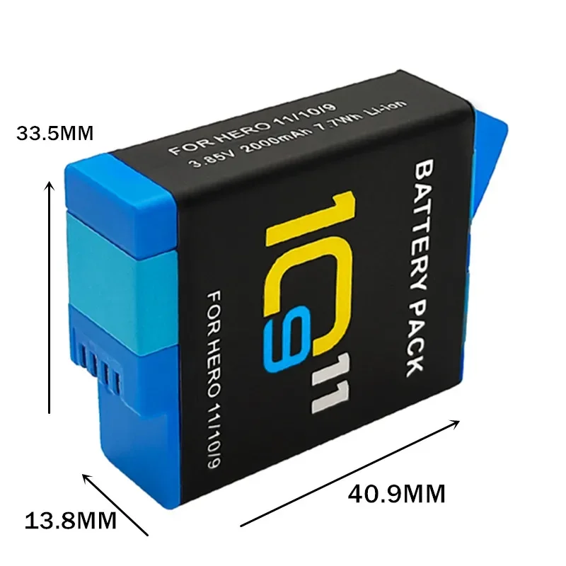 Gopro Hero 10 Battery Replacement 2000mAh Gopro HERO11/10/9 Camera AHDBT-901/101 Battery Sports Camera Ction Gopro Accessories