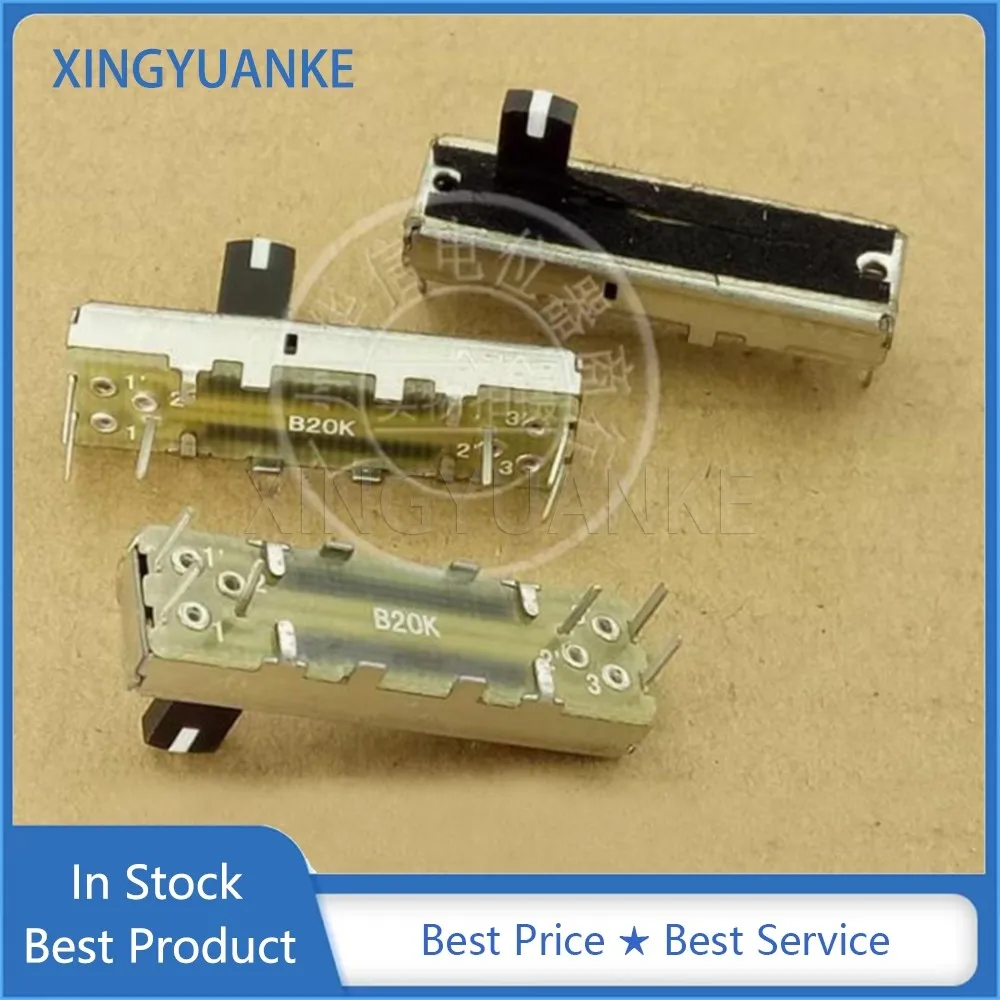 4PCS SC-203G Straight Slide Potentiometer 35MM Volume Potentiometer B20K With Midpoint 3.5CM Double Mixer Fader 6Pin Handle 10MM