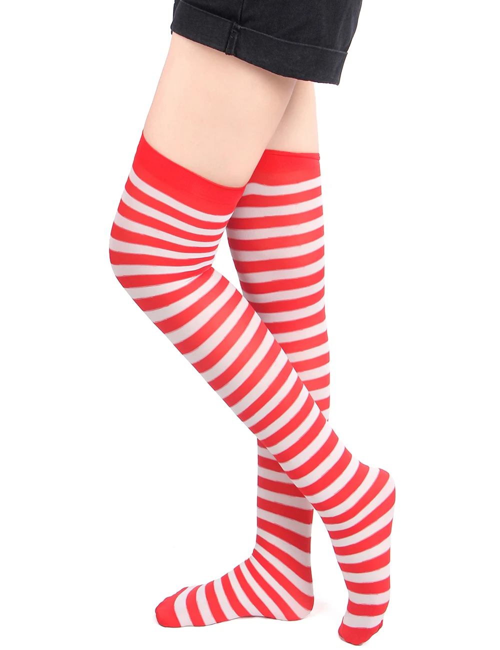 

Comeondear Santa Stocking Christmas Knee High Stockings Sexy Lady Red White Stripes Elastic Long Socks Hot Erotic Costume Tights