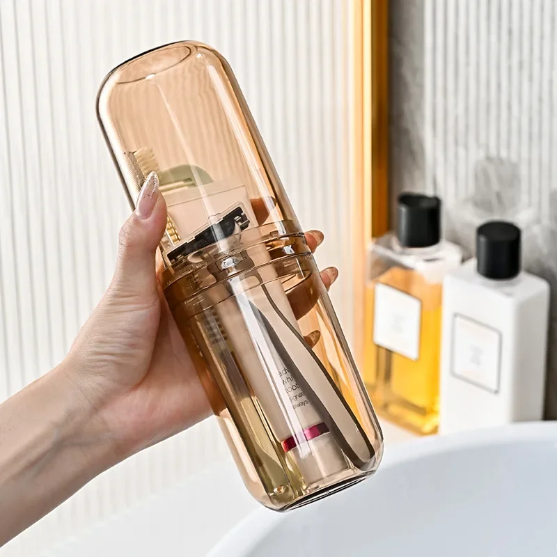 New Transparent Toothpaste Toothbrush Holder with Wash Cup Portable Travel Bathroom Organizer Toothpaste Toothbrush Case