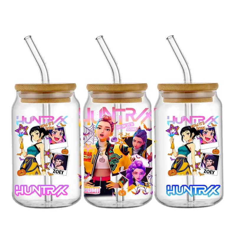 شيطان الصيادين فيلم Kpop عاشق هدية أنيمي مروحة الأشعة فوق البنفسجية DTF ملصقات جاهزة لنقل كوب التفاف مخصص لتقوم بها بنفسك الحرفية ل Libbey يمكن الزجاج