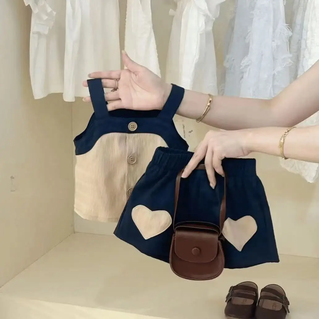 

Girls' Summer Set Children's Camisole Top Sleeveless T-shirt Short Skirt Two-piece Set for Children 80-130CM