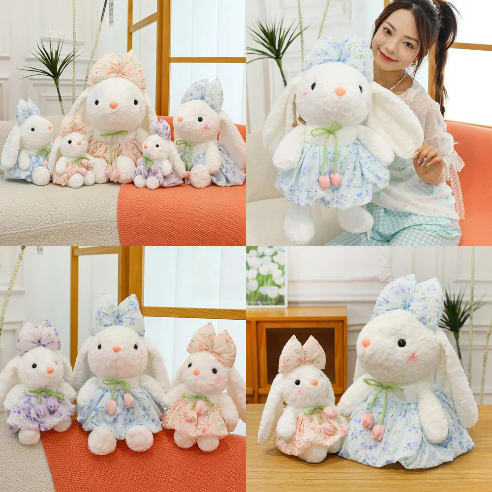 

70 см кавайная плюшевая игрушка-кролик в милой цветочной юбке, мягкая кукла, мягкий кролик, детский подарок на день рождения для девочек, пушистая детская игрушка