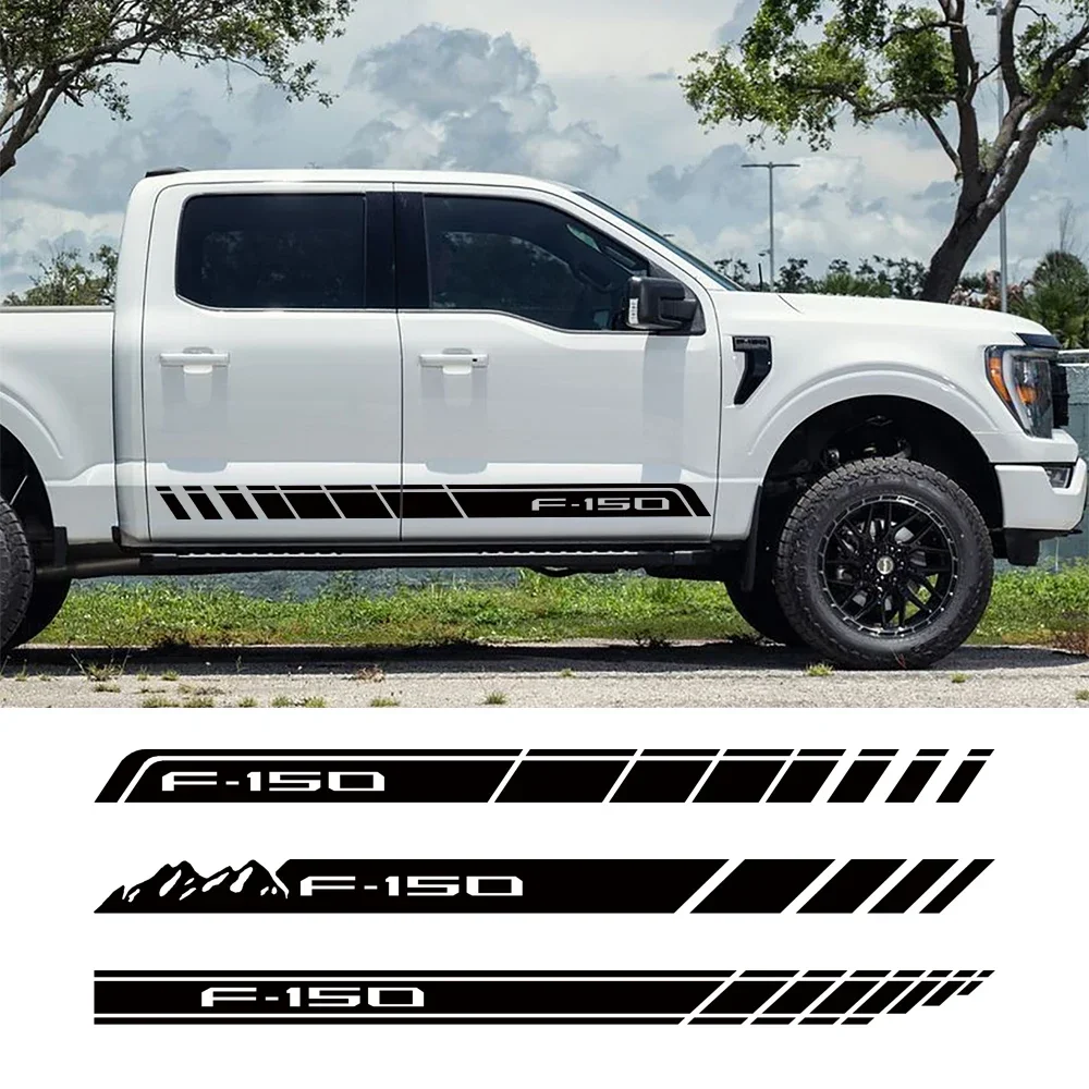 フォードf150ラプターxtlラリアット用、ピックアップトラックのドア側面に貼るストライプステッカー。山のデザインのグラフィック、ビニールカバー、カーアクセサリー。