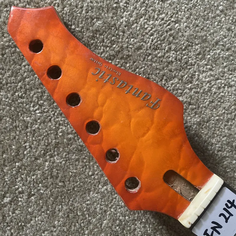 FN214 Custom OEM Order 6 String Electric Guitar Neck 5 Ply Maple+Rosewood Neck 22 Frets Semi Finishing for DIY Replace Tremolo