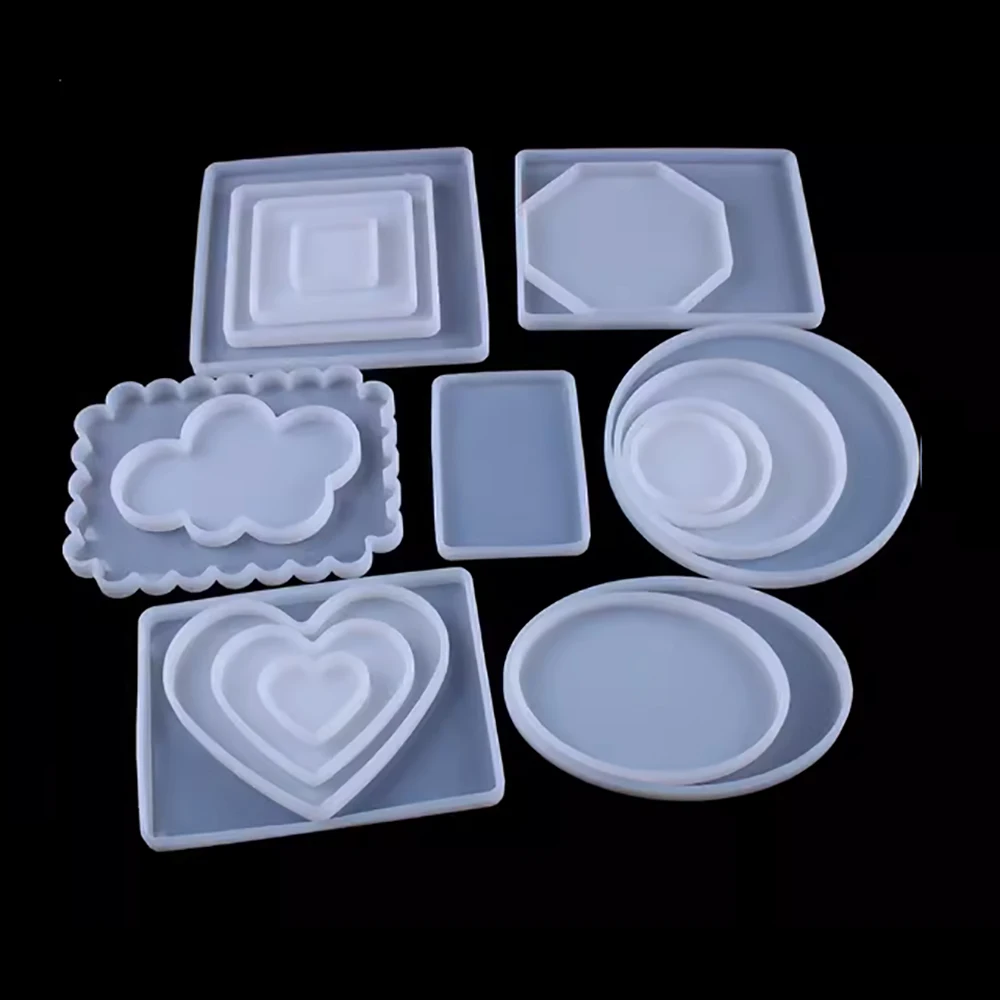 Crystal Pressure Plate Silicone Mold Jewelry Specimen Photo Frame Hand Made DIY Drop Glue Table Base Coaster Square Heart  Mold