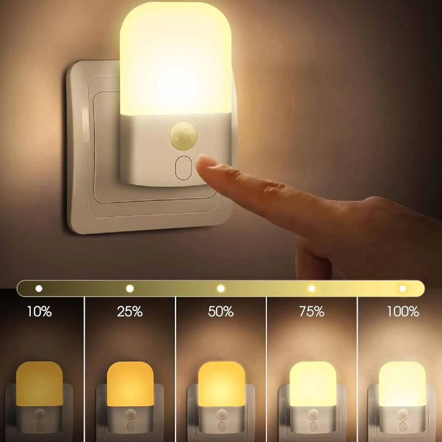 PIR Motion Triggered Plug‑in LED Night Light Soft Warm Illumination Wall Socket Lamp For Night Walking Bedroom Toilet Indoor Hou