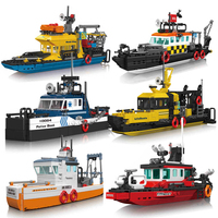 380PCS Creative Exploration Ship Fishing Boat Port Wooden House Building Blocks Assemble Bricks Toys Gift For Children Kids