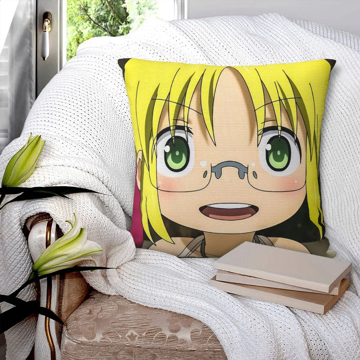 Nanachi Riko de Made In Abyss funda de almohada cuadrada funda de cojín funda de almohada para el hogar sofá sala de estar