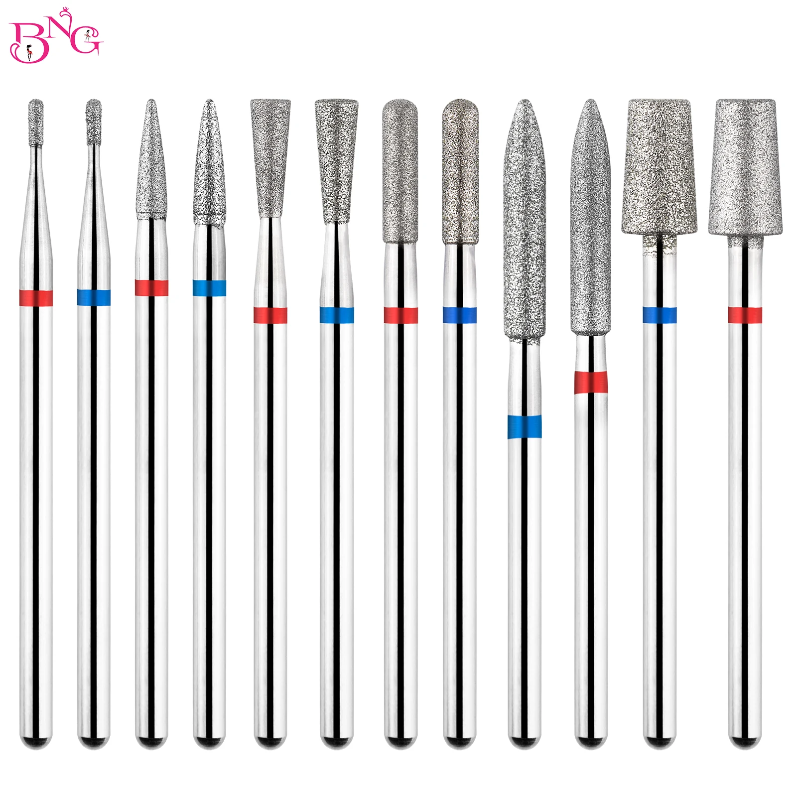 

BNG Nail Bits for Electric Drill 3/32 Diamond Manicure Drill Bits Milling Cutter Burrs Grinding Bits Cuticle Remove Tools