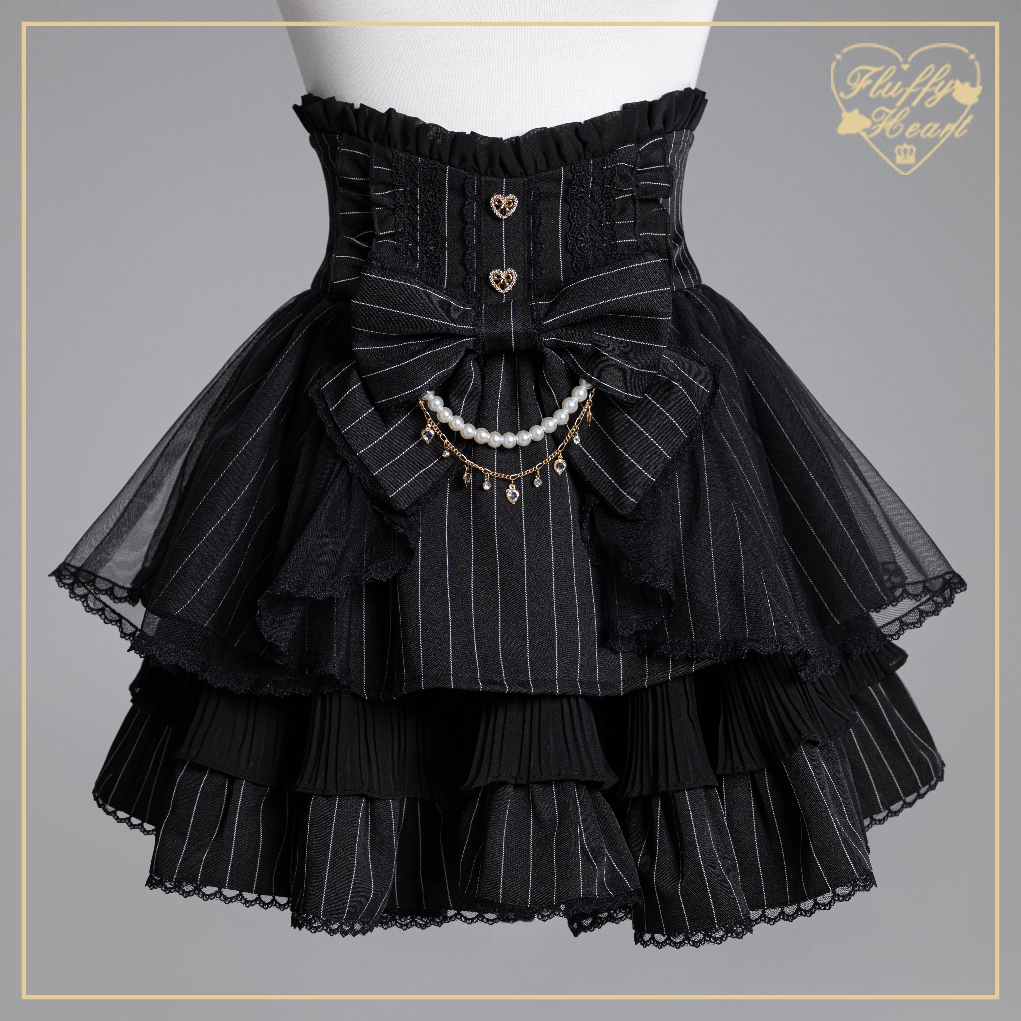 Japanischer Stil Massenproduktion Mine Lolita Minirock Herbst Neues Mädchen Süße süße Schleife Perlenkette Prinzessinnenrock Y2K Kuchenrock