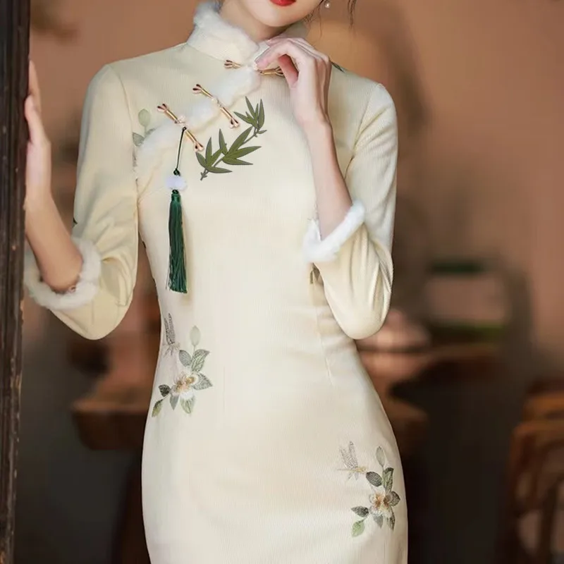 New Fashion High End Chinese Bamboo Lotus Embroidery Hanfu Qipao Chinese Style Decorative Patch