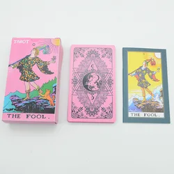 12*7cm Classic Tarot card color printing Tarot plastic PVC waterproof English pink tarot deck with paper instruction board game