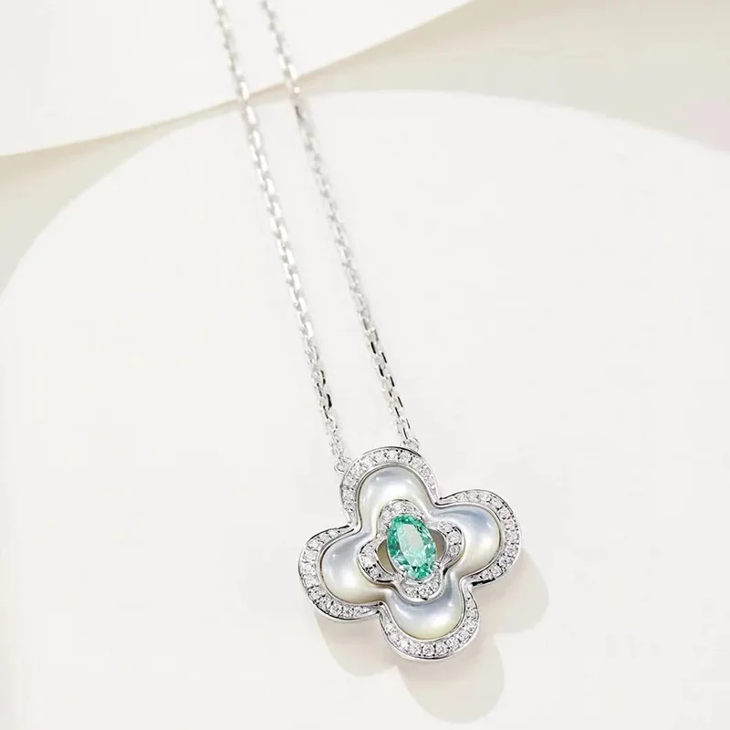 S925 Silver Clover Pallaiba Fritillaria Necklace Fashion Versatile Commuter Pendant Live Broadcast