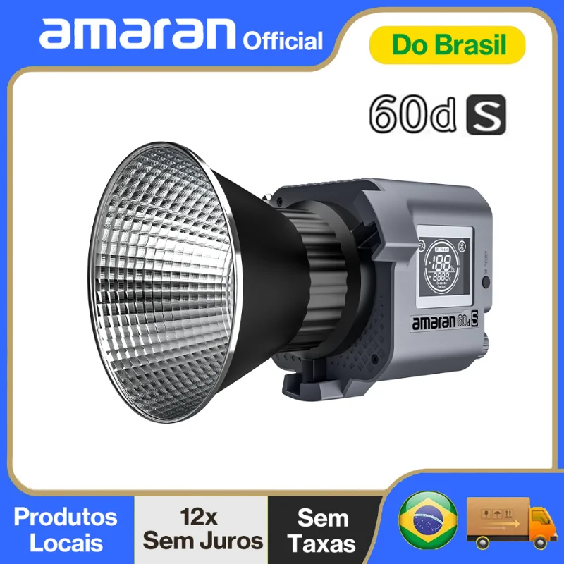 【Do Brasil】amaran 60d S Series 60W COB LED Luz de Estúdio para Vídeo 2700K~6500K Iluminação para Fotografia da Aputure