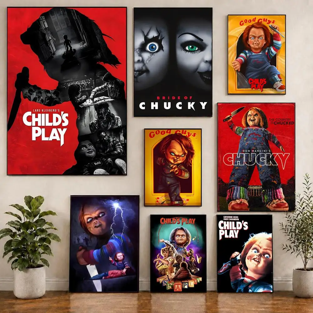Horror Movie Chucky Child's Play Poster Waterproof Sticky WallArt Print For Bedroom Living Room Hallway Bar Home Decor