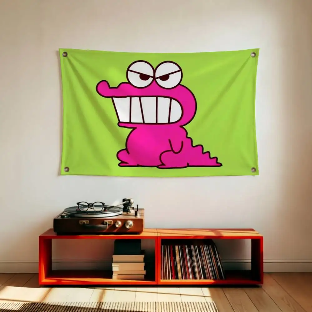 Grumpy Crocodile Cartoon Flags for Bedrooms Home Decor Items Outdoor Decors Garage Decoration Flaga