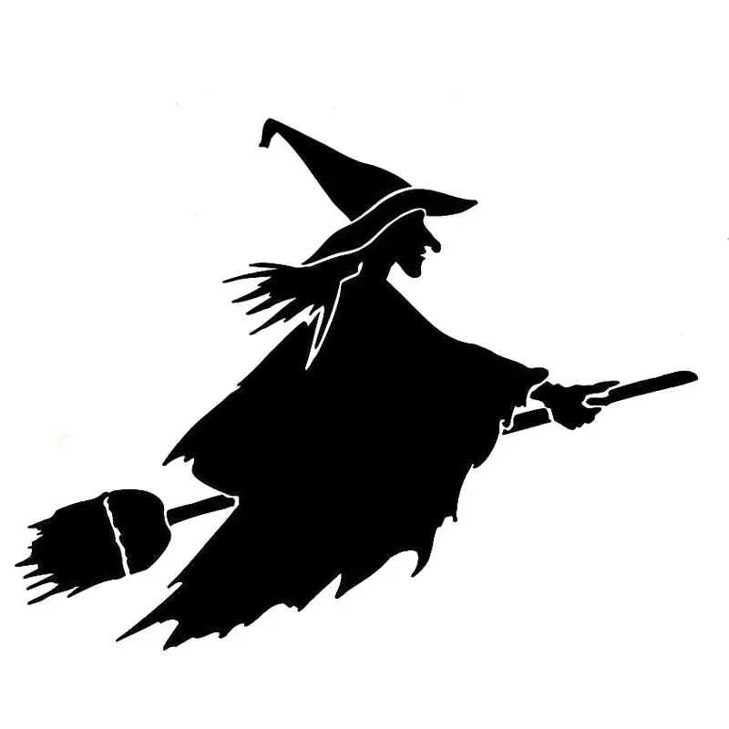 

Car Sticker Witch Flying Broom Funny PVC Car Decoration Accessories Sticker Waterproof Sunscreen Black/White, 17cm*12cm