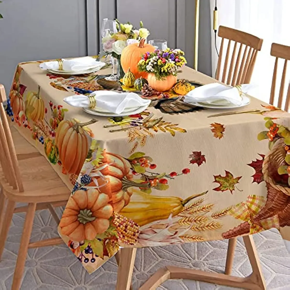 Tablecloth For Thanksgiving Party Waterproof Oilproof Tablecloth Household Rectangular Tablecloth Kitchen Dining Table Decor