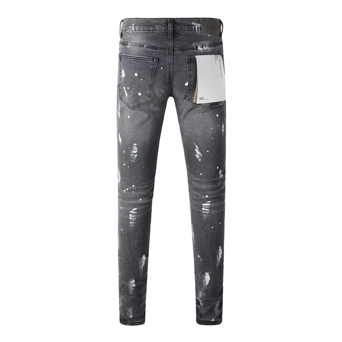 Top quality Purples Jeans Fashion High Street Ripped Grey Paint Top Quality Repair Low Rise Skinny brands pants