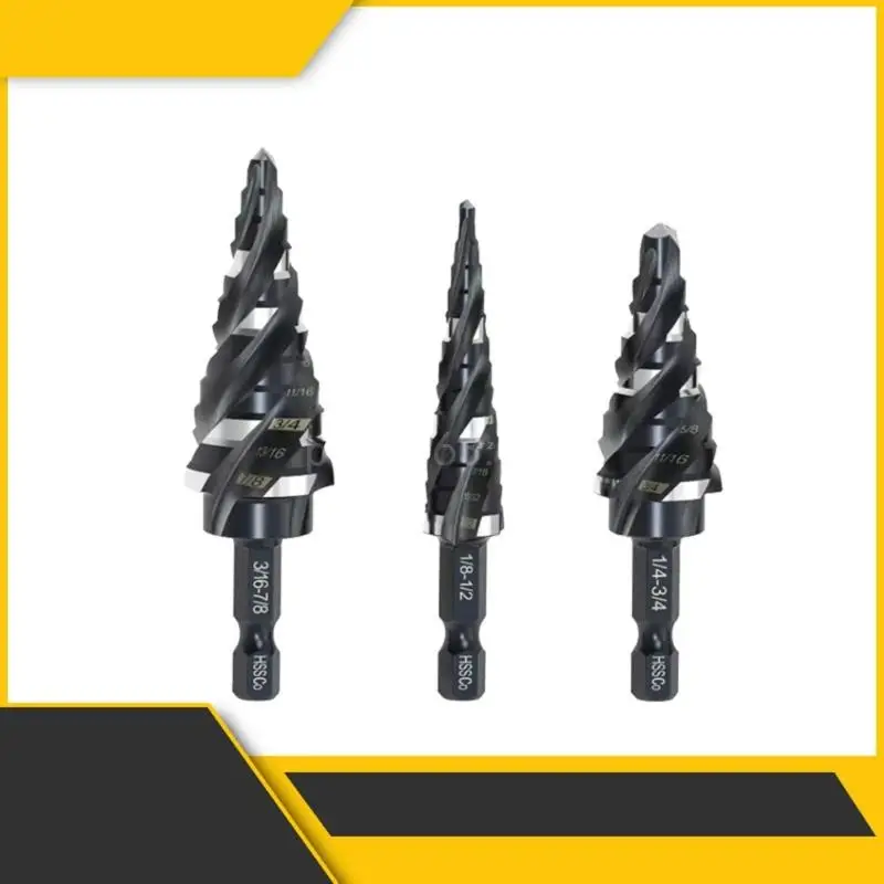 

3Pcs Industrial Grade Step Drill Bits Set Ready Impact 1/4 inch Shank High Speed Steel Metal Drill Bits for Drilling