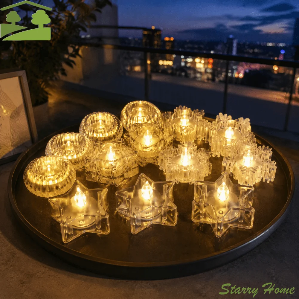 Crystal Candle Transparent Flameless LED Candle Realistic Flame Romance TeaLight Candle LED Warm Yellow Night Lamp Wedding