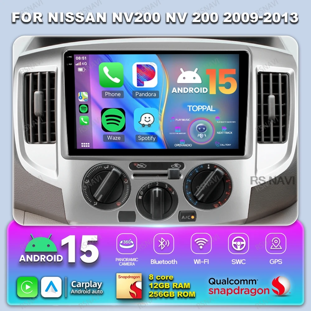 

Android 15 Car Radio For Nissan NV200 NV 200 2009-2013 DVD Viedo Player 4G LTE Stereo Head Unit Navigation 5G WIFI QLED Qualcomm