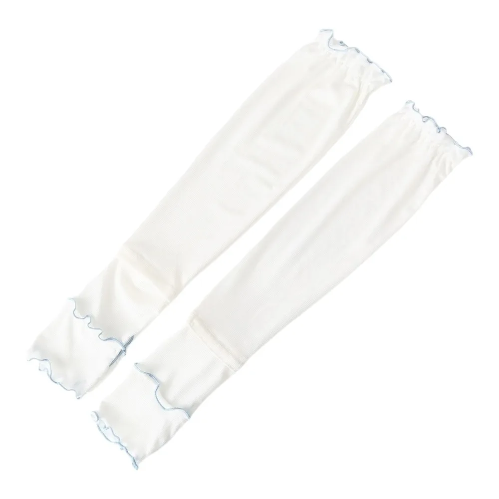 

Simple Ruffles Ice Silk Arm Sleeves Flared Solid Color Sunscreen Arm Sleeves UV Protection Cooling Cycling Arm Cover Driving