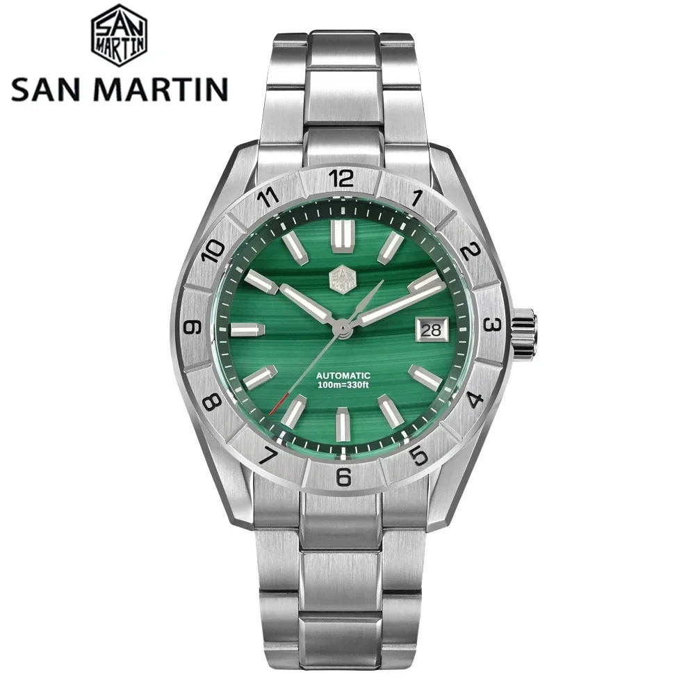 San Martin SN0130 42mm Men Dive Watch NH35 Automatic Mechanical Peacock Gemstone Dial Sapphire Waterproof 100M Luminous Watches